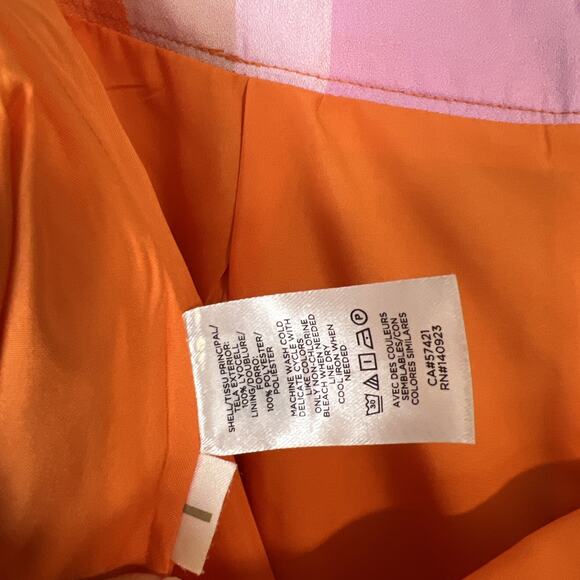Ann Taylor Womens Orange Pink Twisted Plaid Pencil Skirt Size 12P Office Career - Picture 10 of 10